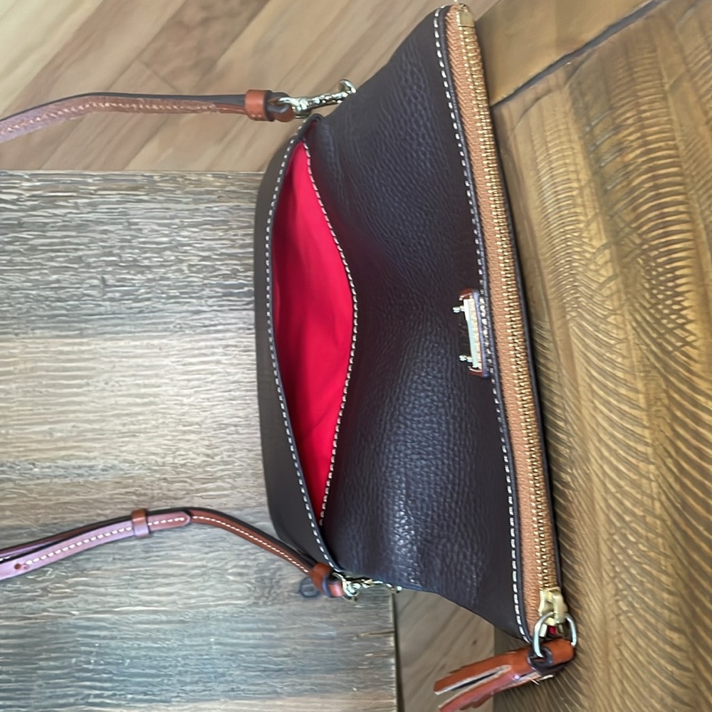 Dooney & Bourke Small Foldover Zip Crossbody in Pebble Grain Leather in Brown - Picture 7 of 16